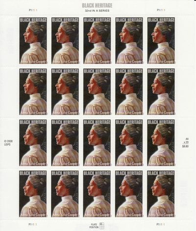 Anna Julia Cooper stamp sheet -- Black Heritage, #4408