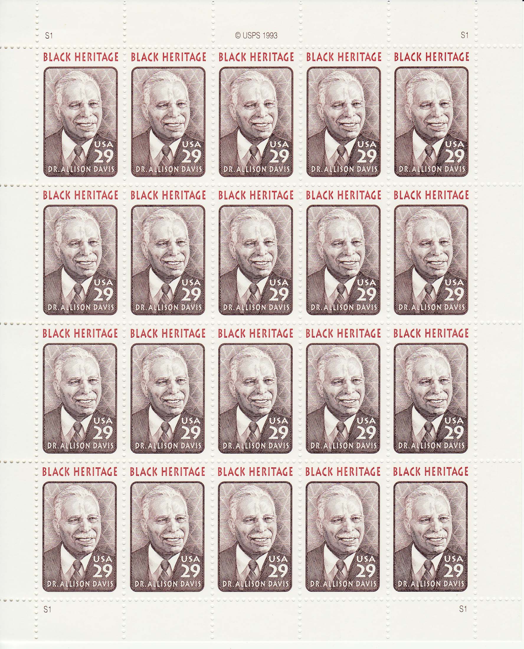 Dr. Allison Davis stamp sheet -- Black Heritage, #2816