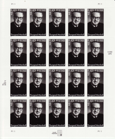 Thurgood Marshall stamp sheet -- Black Heritage, #3746