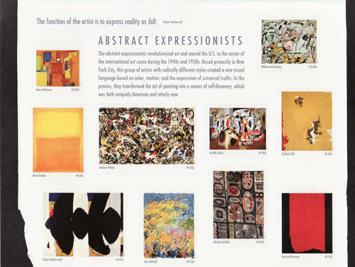 Abstract Expressionists stamp sheet -- Art, #4444