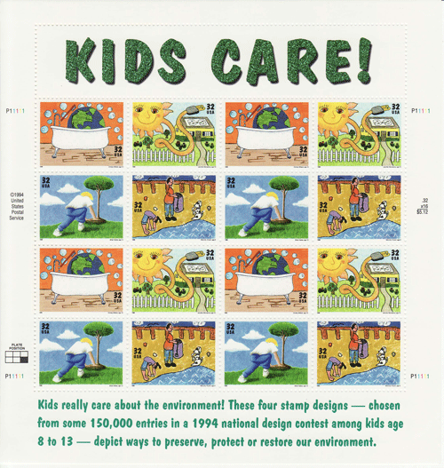 Kids Care stamp sheet -- Children, #2851-2854