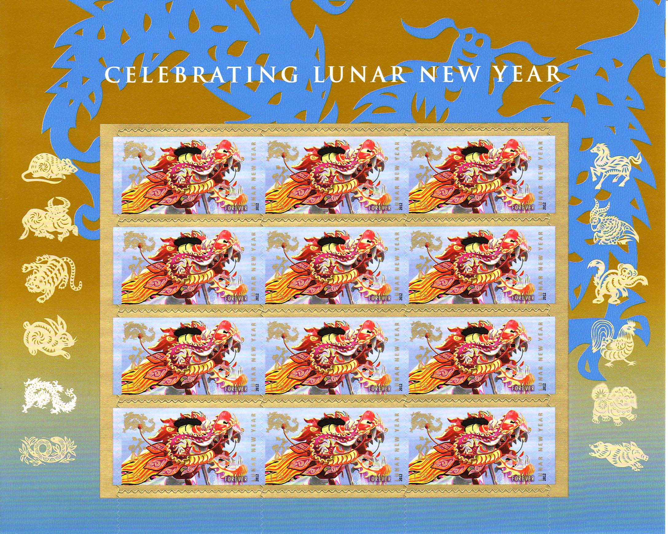 Chinese New Year -- Year of the Dragon Forever stamp sheet