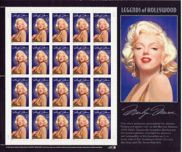 Marilyn Monroe stamp sheet
