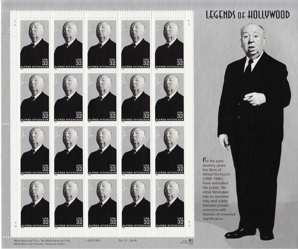 Alfred Hitchcock stamp sheet