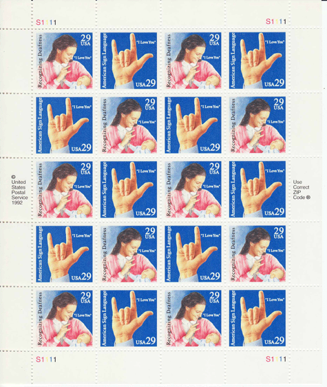American Sign Language stamp sheet -- American Sign Language, #2783-2784
