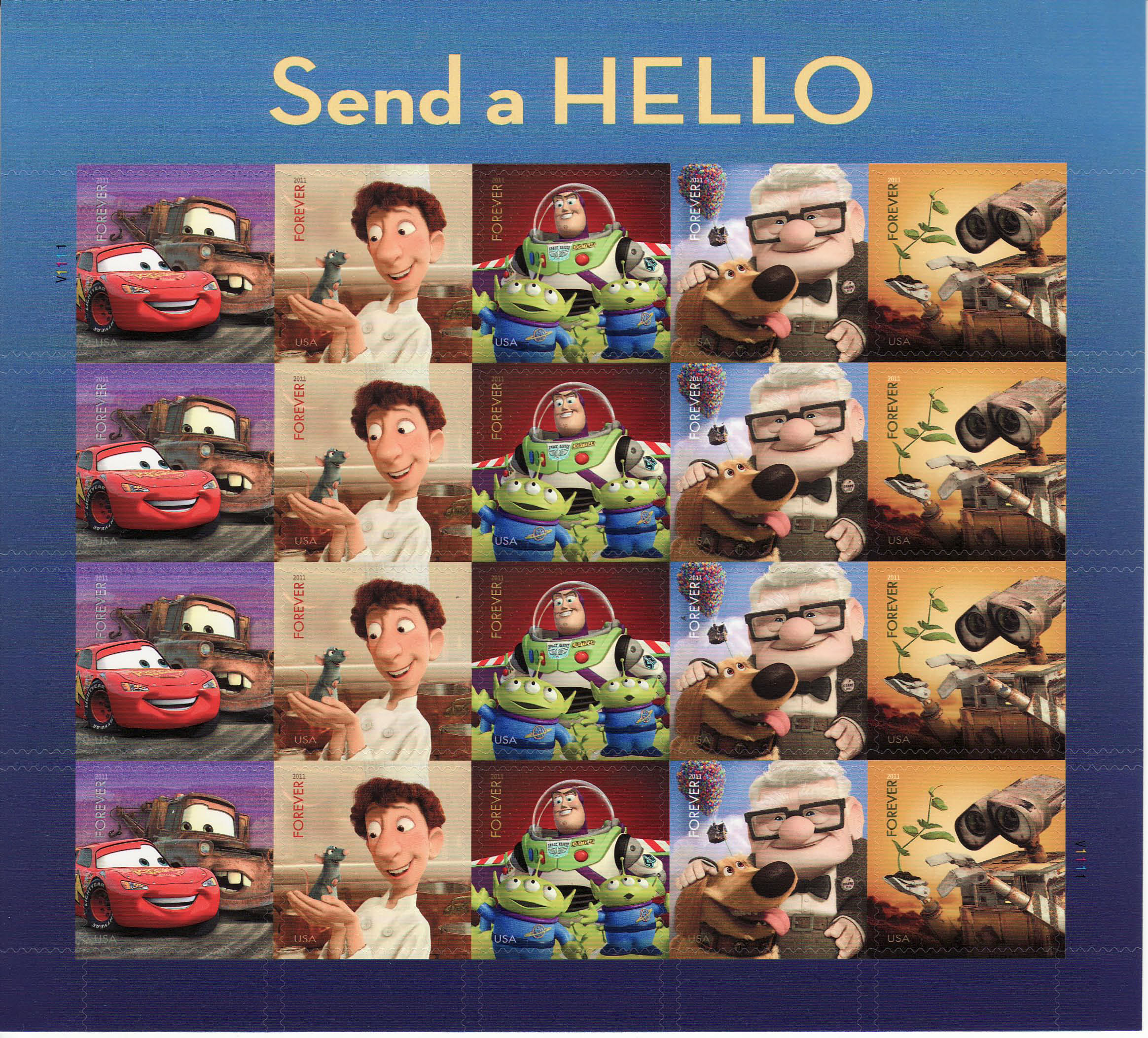 Disney Pixar Animation stamp sheet