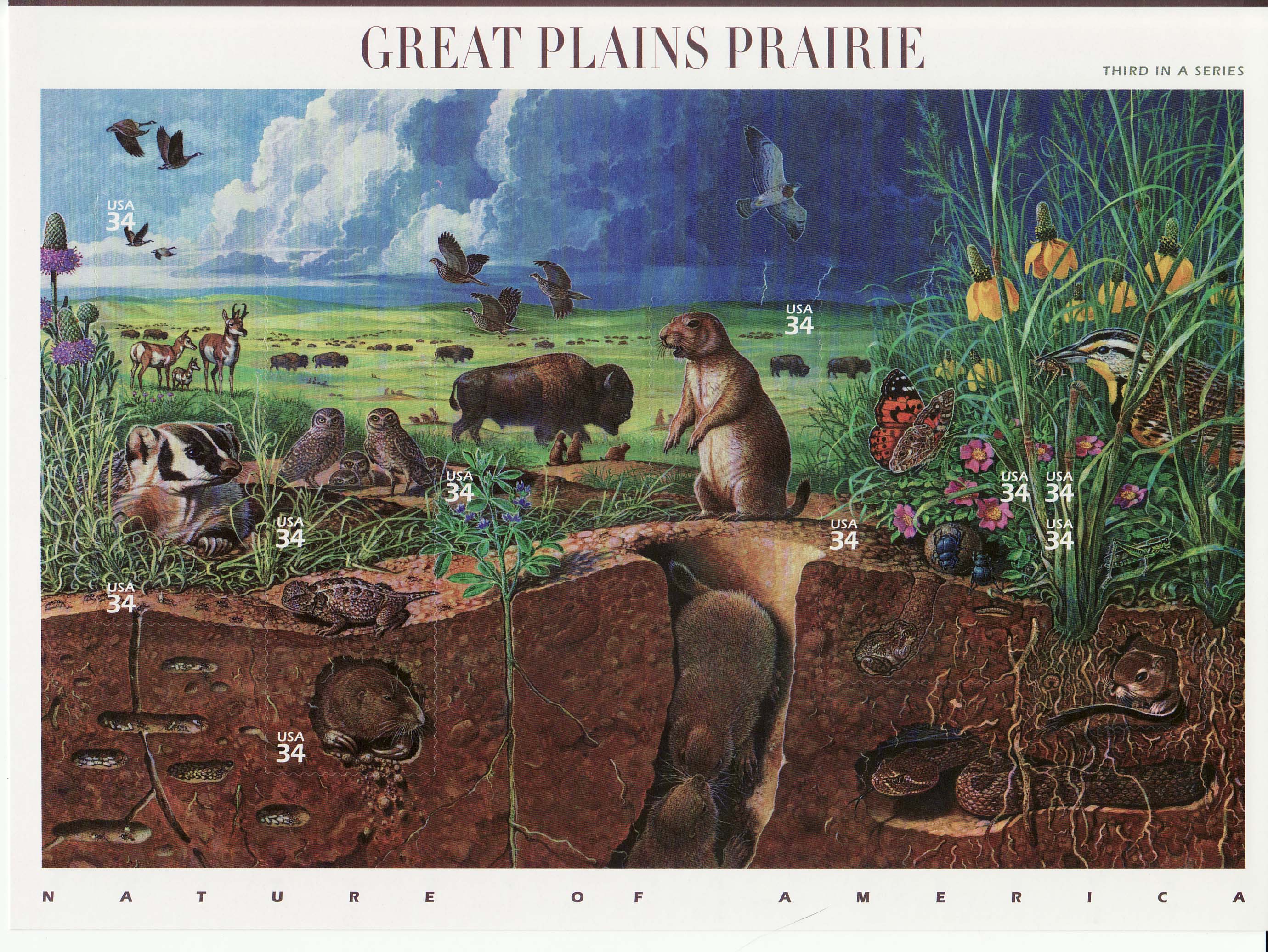 Great Plains Prairie stamp sheet
