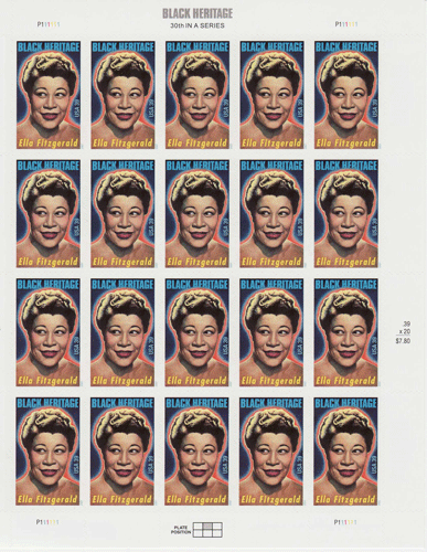 Ella Fitzgerald stamp sheet -- Black Heritage, #4120