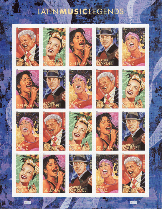 Latin Music Legends stamp sheet