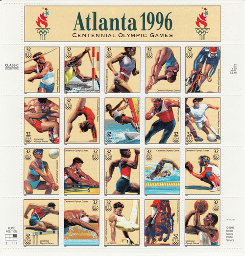 1996 Atlanta Olympic Games stamp sheet