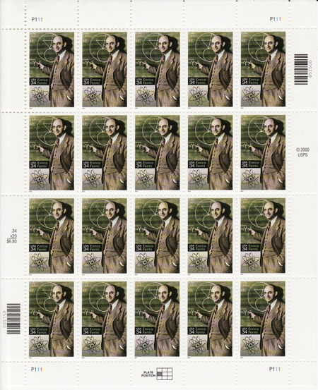 Enrico Fermi stamp sheet