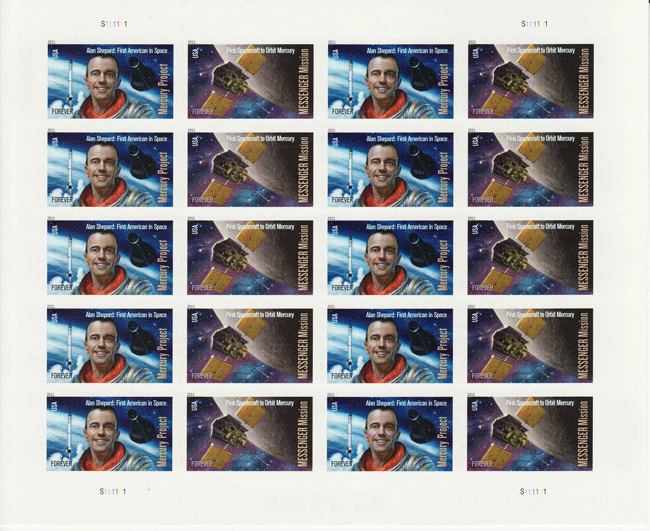 Prject Mercury / Messenger Mission stamp sheet
