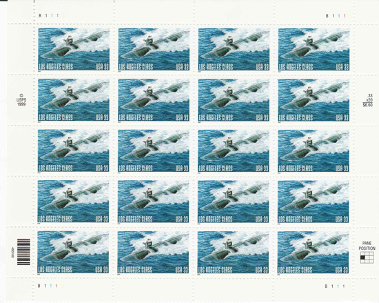 Los Angeles Submarine stamp sheet
