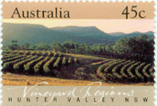 Australia stamp featuring vineyards