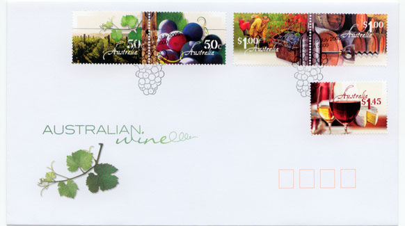 Australia FDC featuring wine stamps