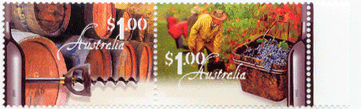 Australia wine stamp pair